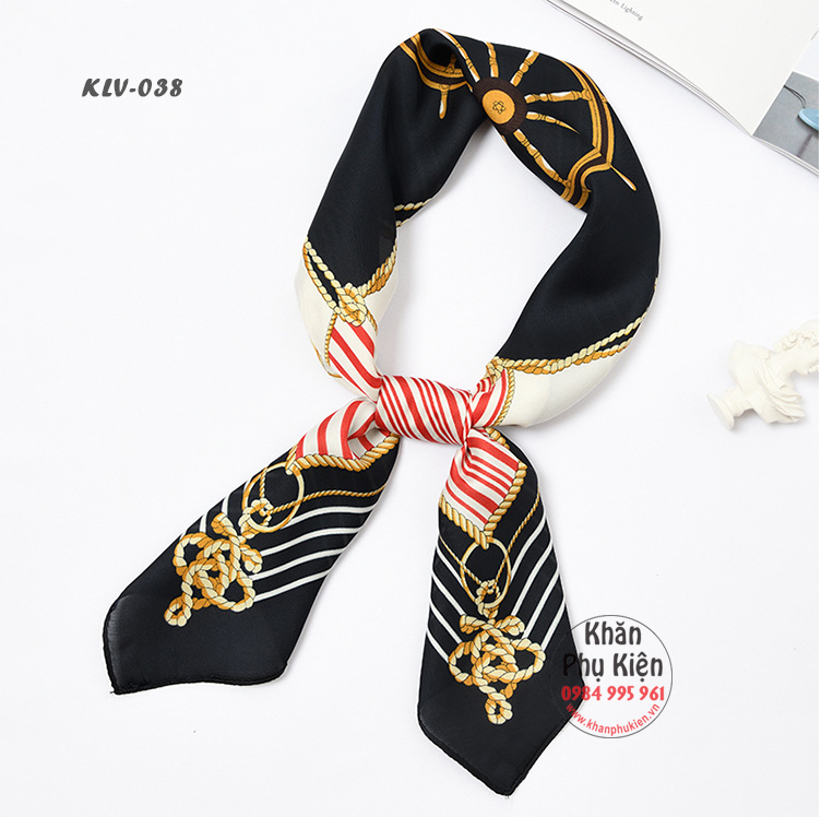 KHĂN LỤA VUÔNG HỌA TIẾT - Mã KLV038