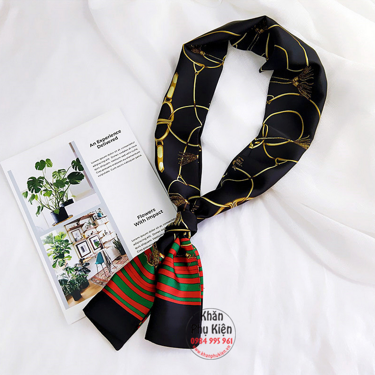Khăn Quàng Cổ Lụa Satin Họa Tiết