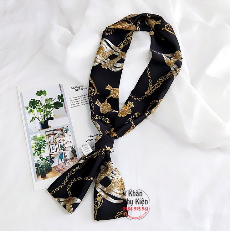 Khăn Quàng Cổ Lụa Satin Họa Tiết
