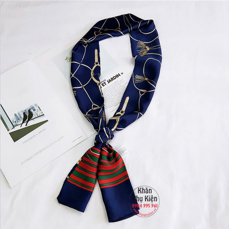 Khăn Quàng Cổ Lụa Satin Họa Tiết