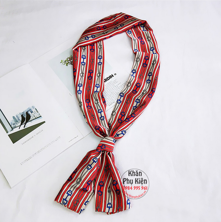 Khăn Quàng Cổ Lụa Satin Họa Tiết