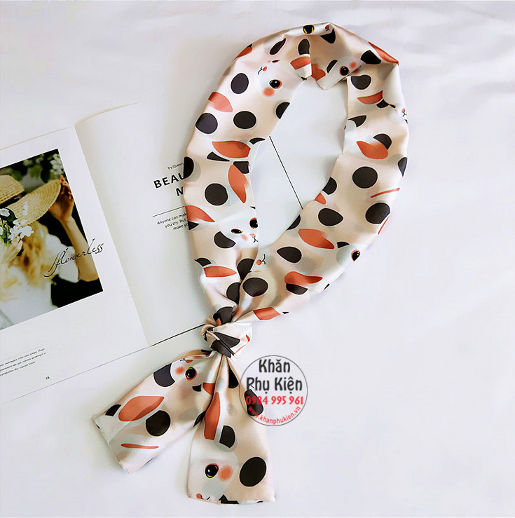 Khăn Quàng Cổ Lụa Satin Họa Tiết