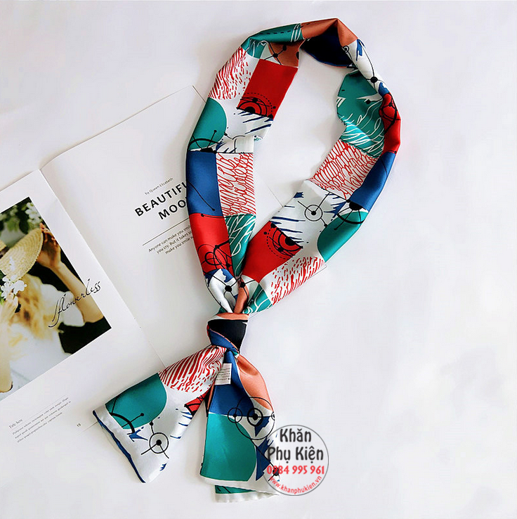 Khăn Quàng Cổ Lụa Satin Họa Tiết