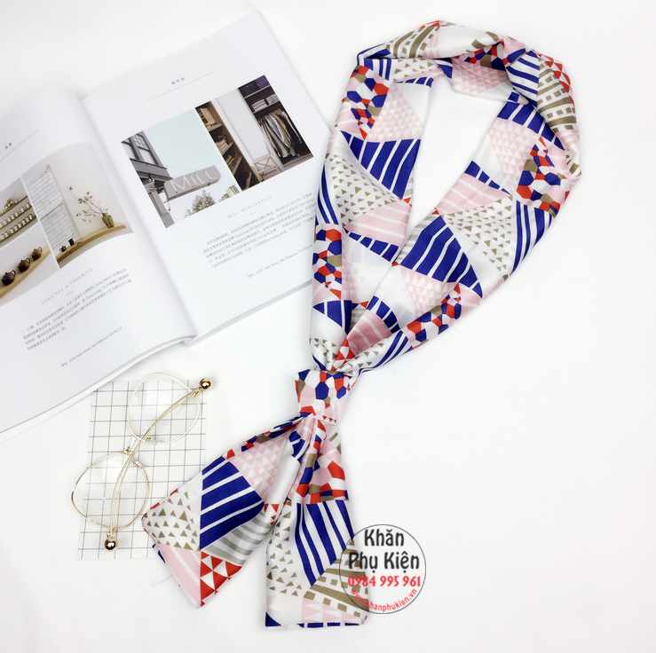 Khăn Quàng Cổ Lụa Satin Họa Tiết