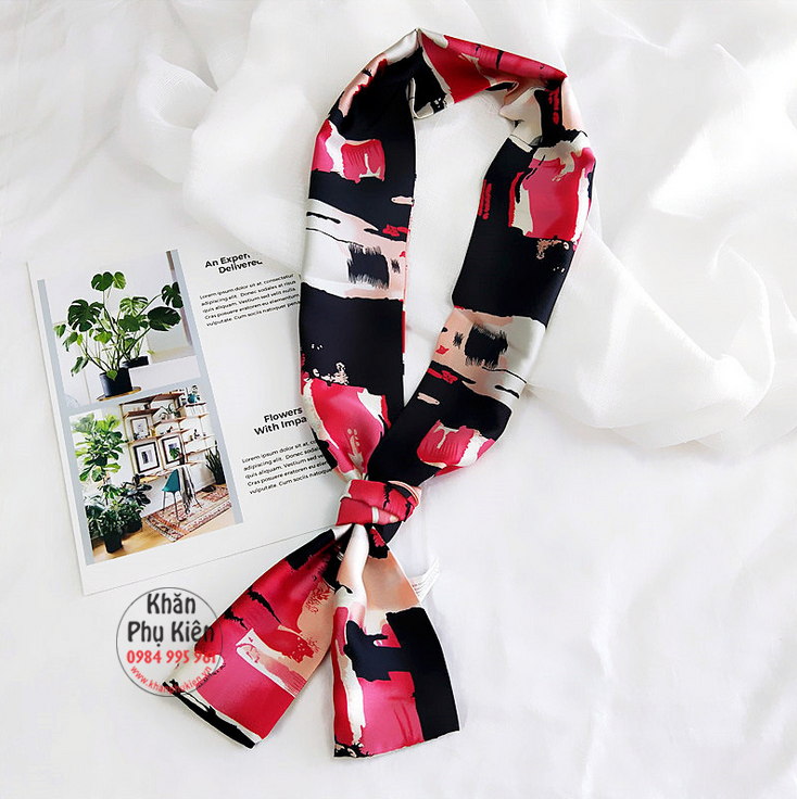 Khăn Quàng Cổ Lụa Satin Họa Tiết