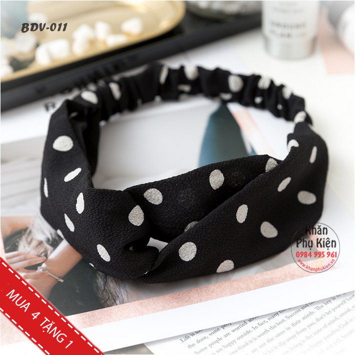 Băng Đô Vải Cài Tóc Chấm Bi - Mã BDV011