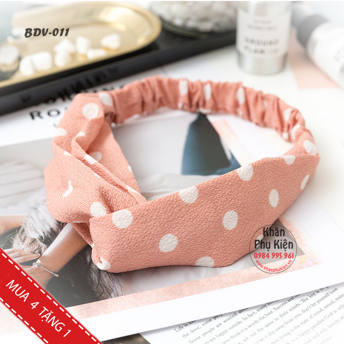 Băng Đô Vải Cài Tóc Chấm Bi - Mã BDV011