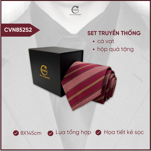 Cà Vạt Lụa Tổng Hợp Bản Lớn Hoạ Tiết Kẻ Caro Sang Trọng Dành Cho Nam (CVN852)