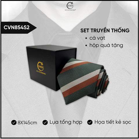 Cà Vạt Lụa Tổng Hợp Bản Lớn Hoạ Tiết Kẻ Caro Sang Trọng Dành Cho Nam (CVN854)