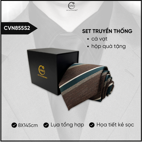 Cà Vạt Lụa Tổng Hợp Bản Lớn Hoạ Tiết Kẻ Caro Sang Trọng Dành Cho Nam (CVN855)