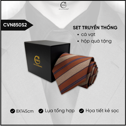 Cà Vạt Lụa Tổng Hợp Bản Lớn Hoạ Tiết Kẻ Caro Sang Trọng Dành Cho Nam (CVN850)