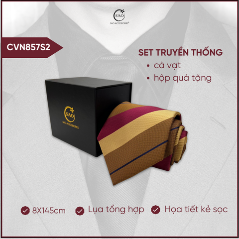 Cà Vạt Lụa Tổng Hợp Bản Lớn Hoạ Tiết Kẻ Caro Sang Trọng Dành Cho Nam (CVN857)