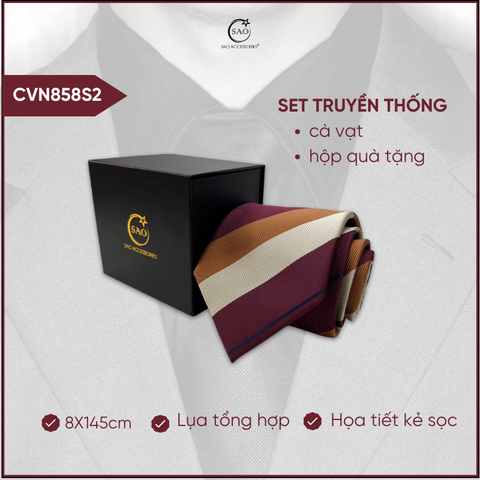 Cà Vạt Lụa Tổng Hợp Bản Lớn Hoạ Tiết Kẻ Caro Sang Trọng Dành Cho Nam (CVN858)