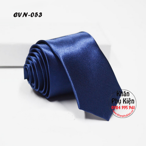 Cavat Nam Unisex Màu Xanh Dương, Lụa Trơn Bóng - Mã CVN053 (5cm)