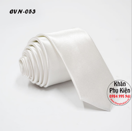 Cavat Nam Unisex Màu Trắng Tinh, Lụa Trơn Bóng - Mã CVN053 (5cm)