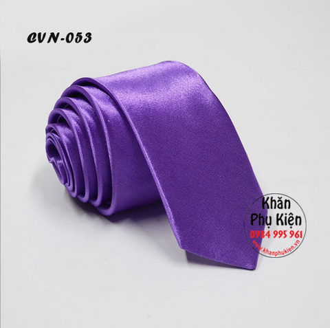 Cavat Nam Unisex Màu Tím, Lụa Trơn Bóng - Mã CVN053 (5cm)