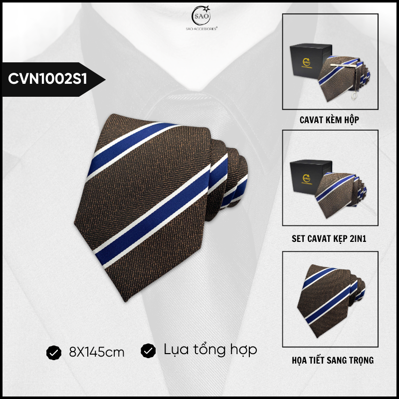Cà Vạt Nam Lụa Cao Cấp Họa Tiết Sang Trọng Phong Cách Lịch Lãm Dành Cho Nam (CVN1002)