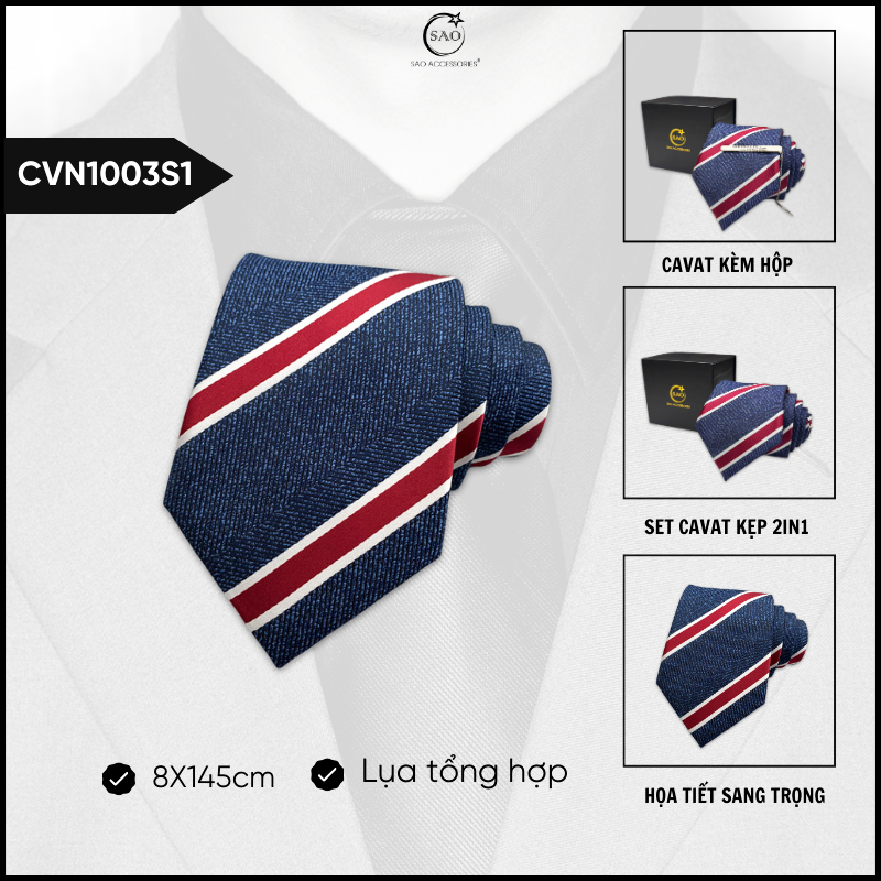 Cà Vạt Nam Lụa Cao Cấp Họa Tiết Sang Trọng Phong Cách Lịch Lãm Dành Cho Nam (CVN1003)