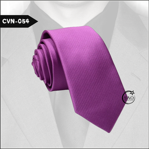 Cà Vạt Nam Màu Hồng Tím, Sọc Gân Trơn Basic - Mã CVN054 (6cm)
