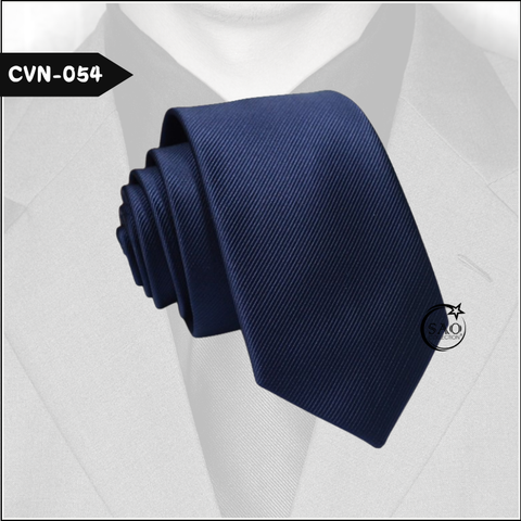 Cà Vạt Nam Màu Xanh Đen, Sọc Gân Trơn Basic - Mã CVN054 (6cm)
