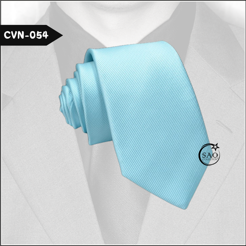 Cà Vạt Nam Màu Xanh Ngọc, Sọc Gân Trơn Basic - Mã CVN054 (6cm)