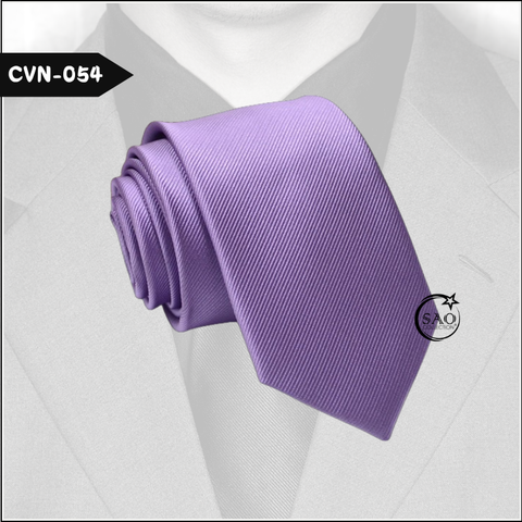 Cà Vạt Nam Màu Tím Khoai Môn, Sọc Gân Trơn Basic - Mã CVN054 (6cm)