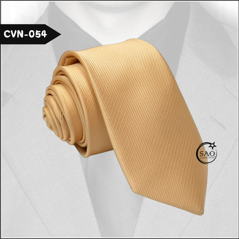 Cà Vạt Nam Màu Vàng Nhạt, Sọc Gân Trơn Basic - Mã CVN054 (6cm)