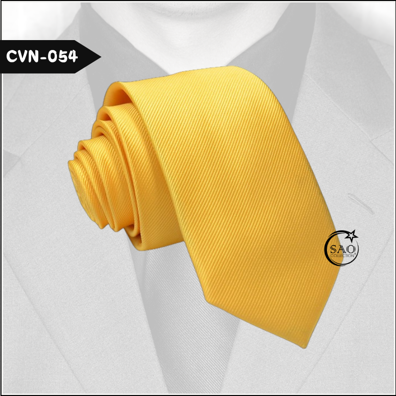Cà Vạt Nam Màu Vàng, Sọc Gân Trơn Basic - Mã CVN054 (6cm)