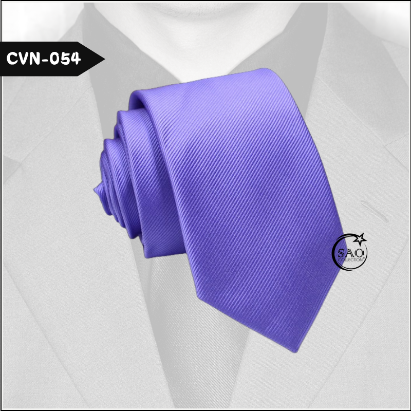 Cà Vạt Nam Màu Tím , Sọc Gân Trơn Basic - Mã CVN054 (6cm)