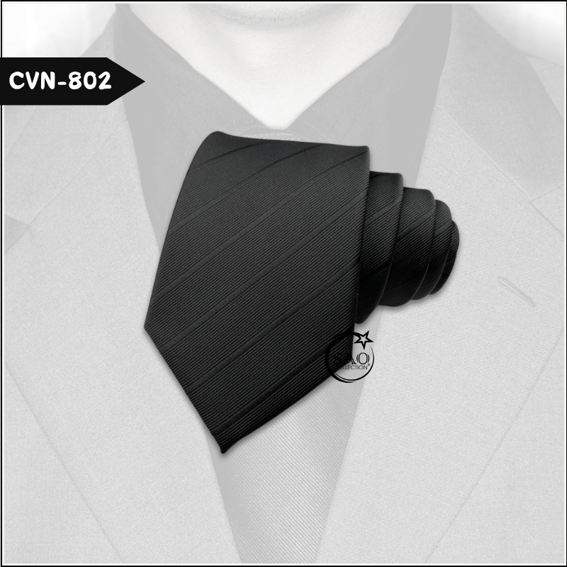 Caravat Cà Vạt Nam Hàn Quốc Tự Thắt Bản 8cm Màu Đen (CVN802)