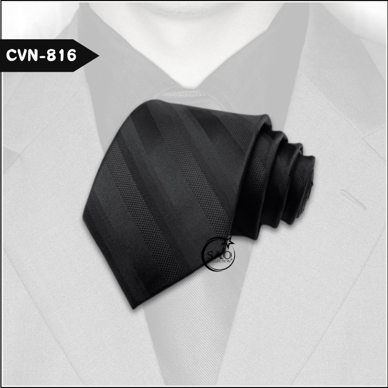 Caravat Cà Vạt Nam Hàn Quốc Tự Thắt Bản 8cm Màu Đen (CVN816)