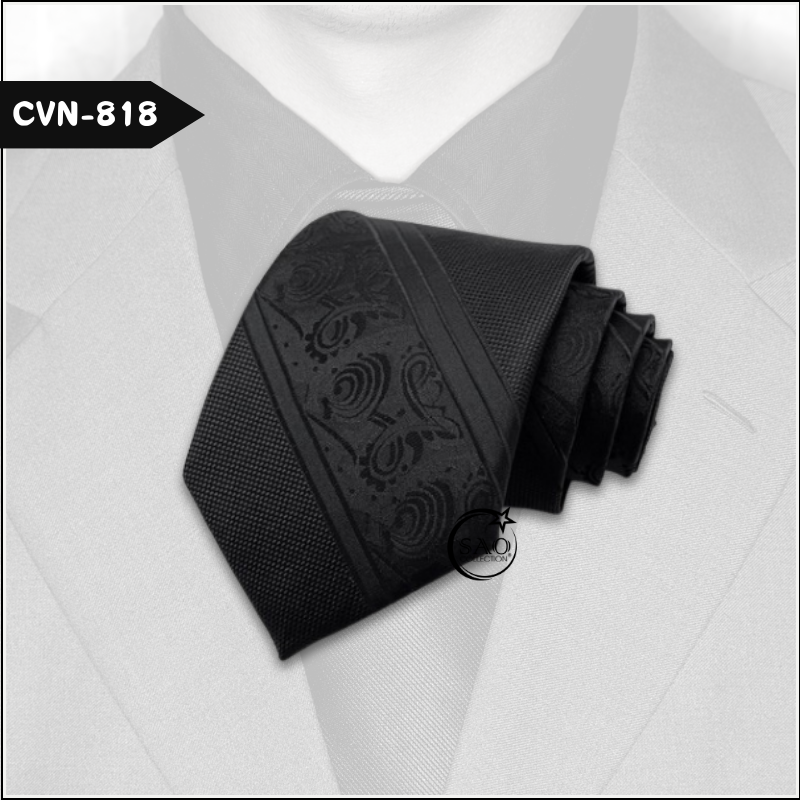 Caravat Cà Vạt Nam Hàn Quốc Tự Thắt Bản 8cm Màu Đen (CVN818)