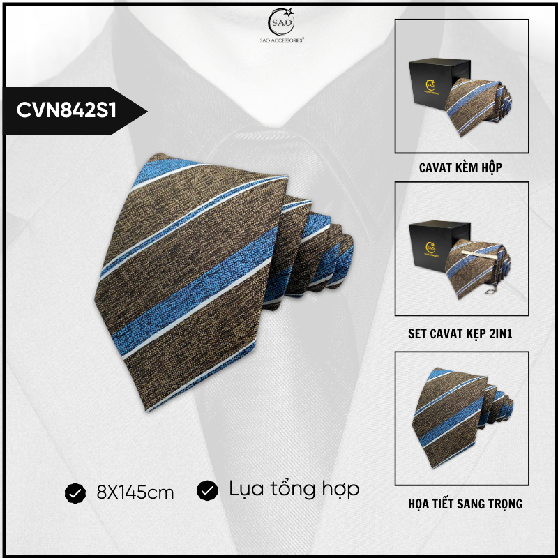 Cà Vạt Lụa Vintage Họa Tiết Sang Trọng Phong Cách Cổ Điển Lịch Lãm Dành Cho Nam (CVN842)