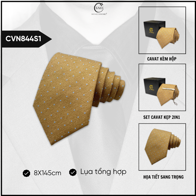 Cà Vạt Lụa Vintage Họa Tiết Sang Trọng Phong Cách Cổ Điển Lịch Lãm Dành Cho Nam (CVN844)