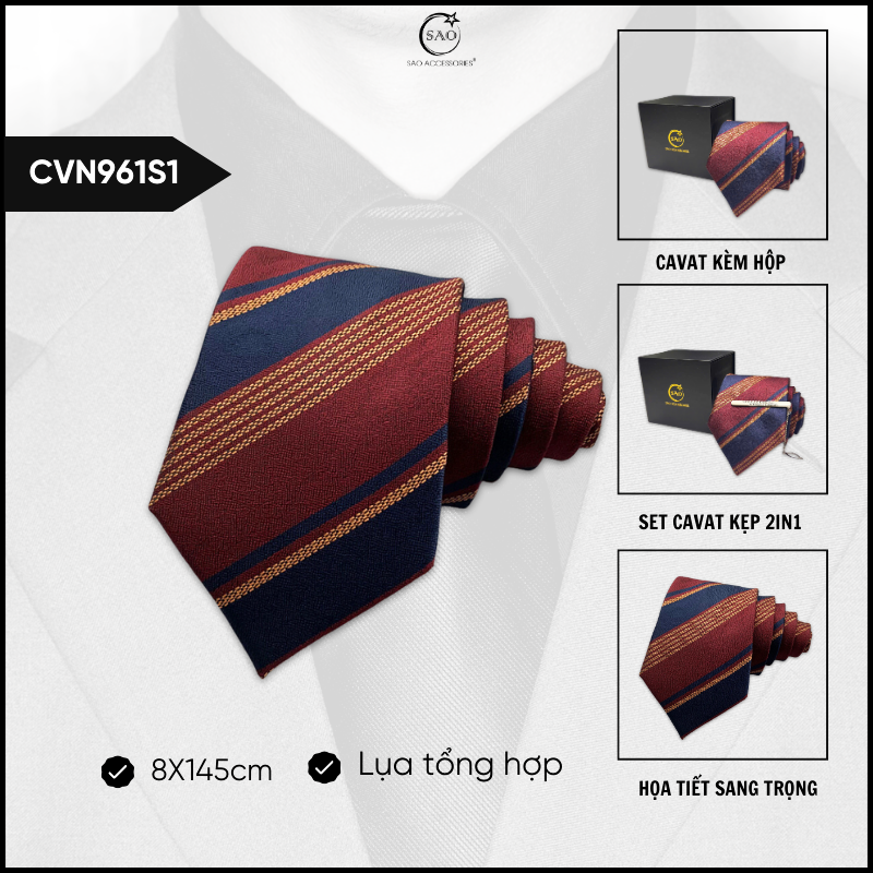 Cà Vạt Nam Lụa Cao Cấp Họa Tiết Sang Trọng Phong Cách Lịch Lãm Dành Cho Nam (CVN961)