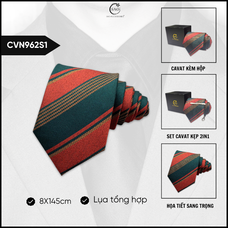 Cà Vạt Nam Lụa Cao Cấp Họa Tiết Sang Trọng Phong Cách Lịch Lãm Dành Cho Nam (CVN962)