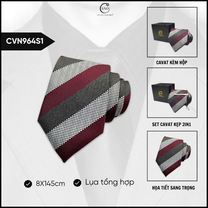 Cà Vạt Nam Lụa Cao Cấp Họa Tiết Sang Trọng Phong Cách Lịch Lãm Dành Cho Nam (CVN964)
