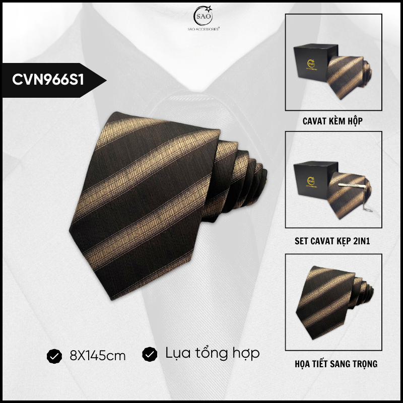 Cà Vạt Nam Lụa Cao Cấp Họa Tiết Sang Trọng Phong Cách Lịch Lãm Dành Cho Nam (CVN966)