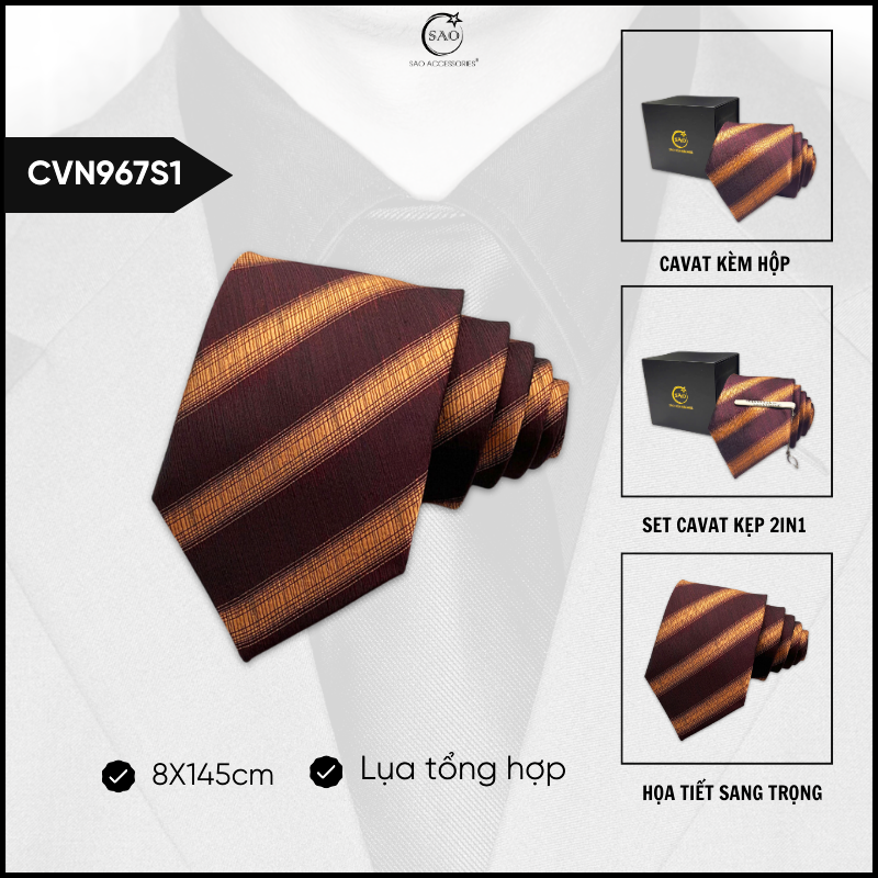 Cà Vạt Nam Lụa Cao Cấp Họa Tiết Sang Trọng Phong Cách Lịch Lãm Dành Cho Nam (CVN967)