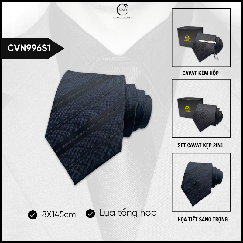 Cà Vạt Nam Lụa Cao Cấp Họa Tiết Sang Trọng Phong Cách Lịch Lãm Dành Cho Nam (CVN996)