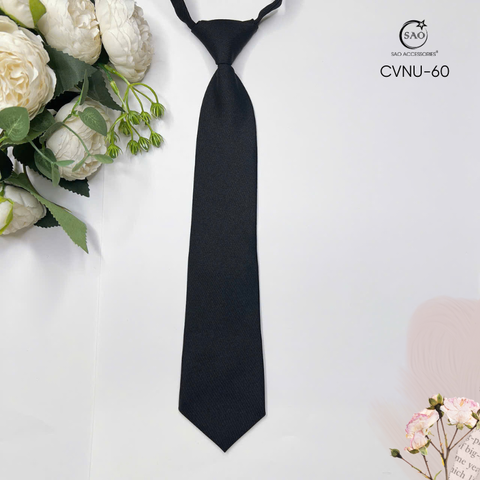 Caravat Nữ Silk Cao Cấp Văn Phòng Màu Đen (CVNU60)