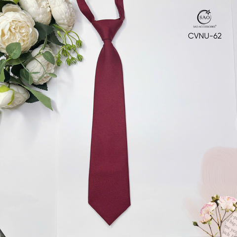Caravat Nữ Silk Cao Cấp Văn Phòng Màu Đỏ Đô (CVNU62)