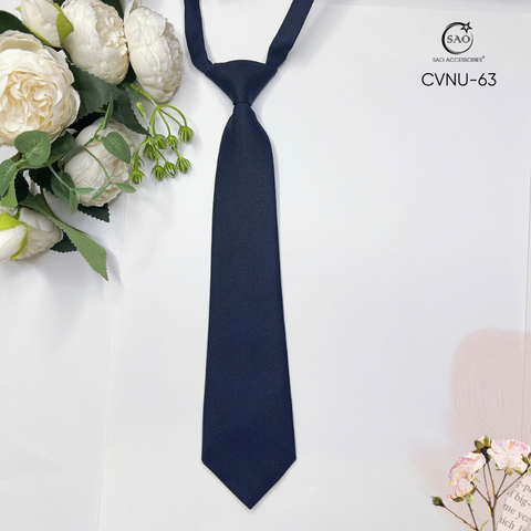 Caravat Nữ Silk Cao Cấp Văn Phòng Màu Xanh Đen (CVNU63)