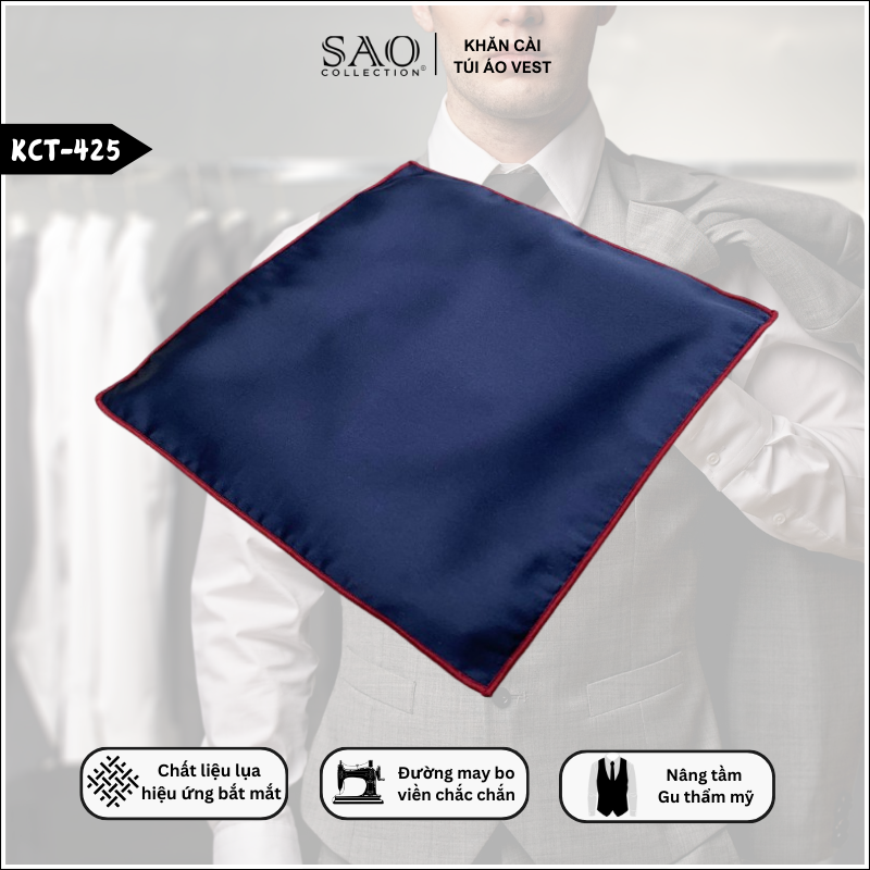 Khăn Cài Túi Vest Nam Dạng Vuông Gấp Đôi (KCT425)