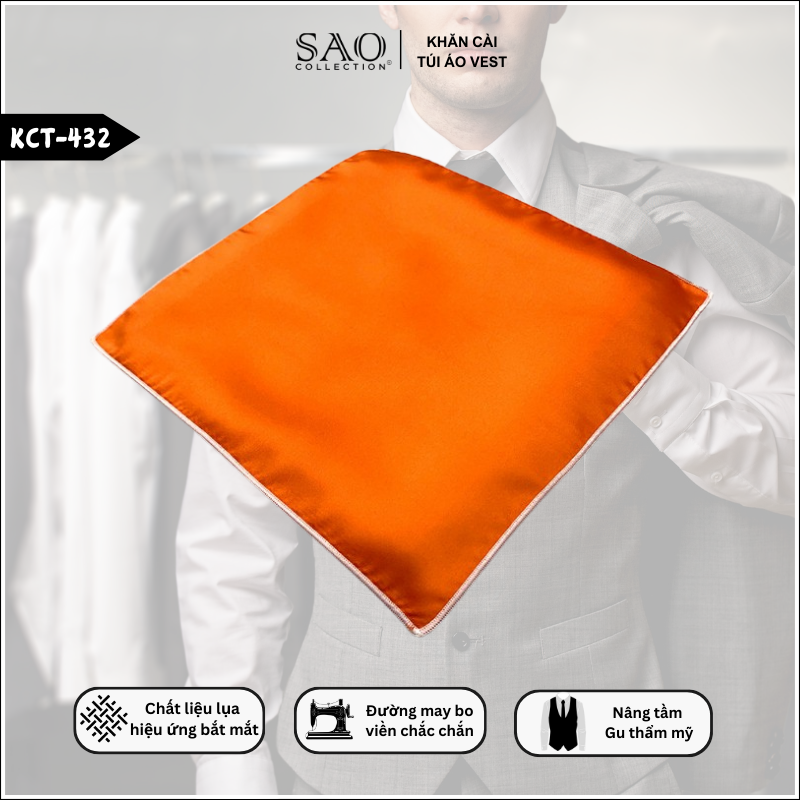 Pocket Square Nam Phối Vest Xanh Navy (KCT432)