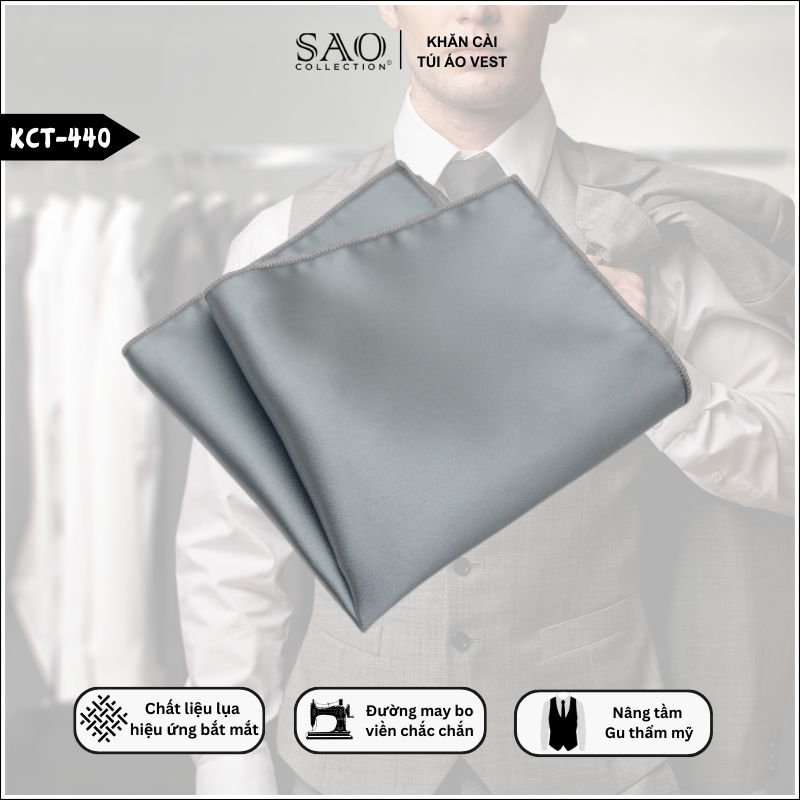 Khăn Cài Áo Vest Nam Phối Vest Be Trắng (KCT440)