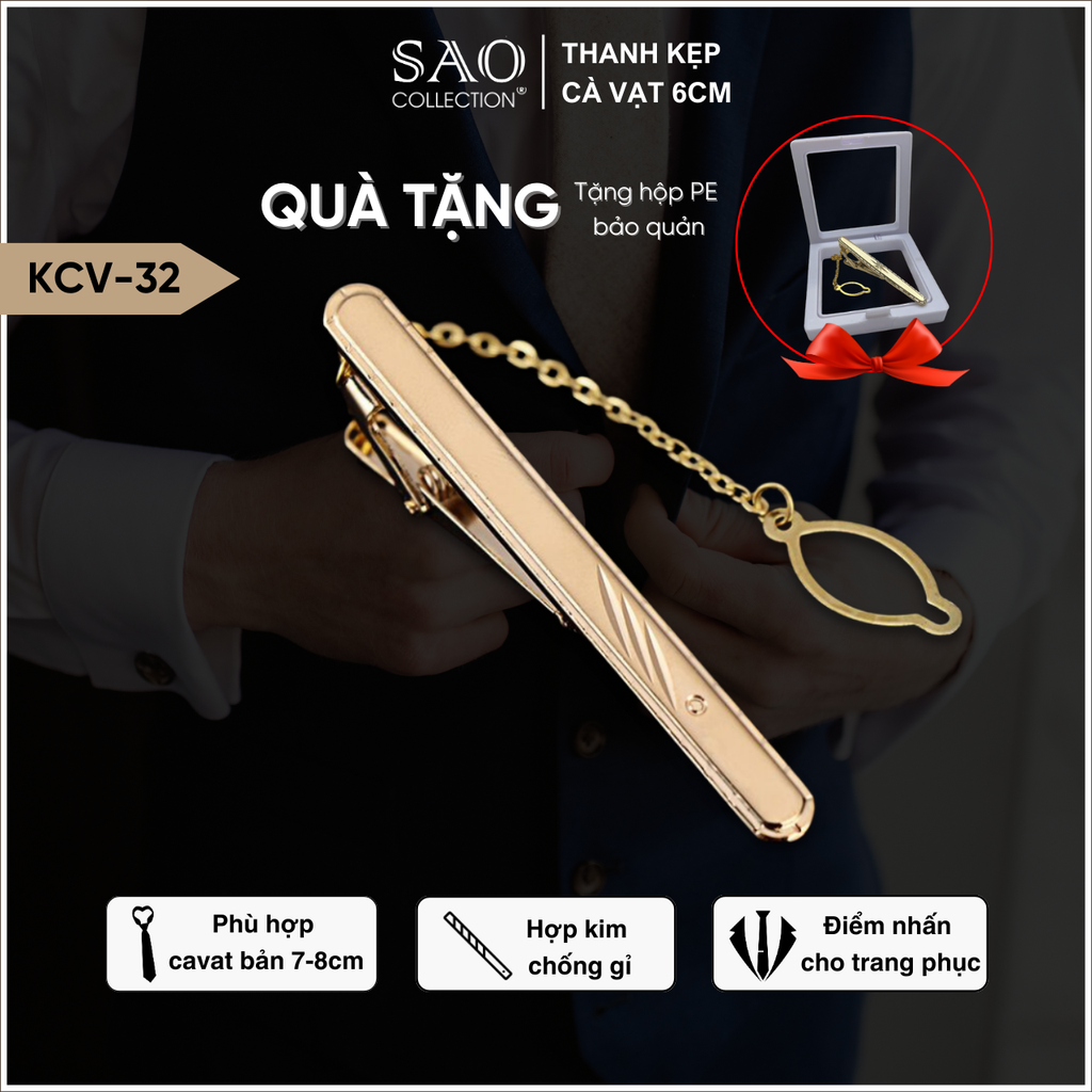Kẹp Cà Vạt Nam Cao Cấp Nhiều mầu 6cm – Phiên Bản Giới Hạn - Lịch Lãm Cho Doanh Nhân Sang Trọng (KCV32)
