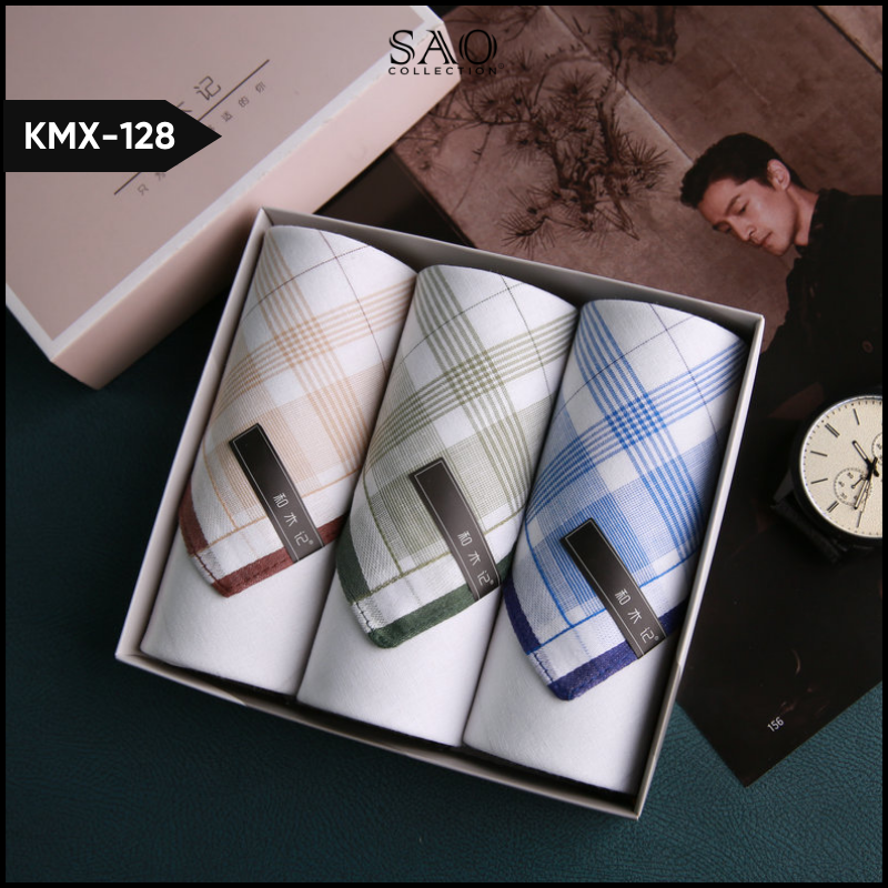 Master Khăn Mùi Xoa, Khăn Tay Nam HMJ Luxury Kèm Hộp Quà Tặng Sang Trọng (KMX128)