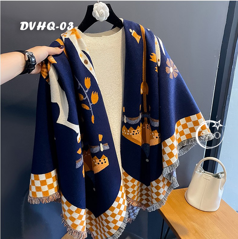 Khăn Choàng Dạ Cashmere Vuông Luxury Phiên Bản Mới (DVHQ03)