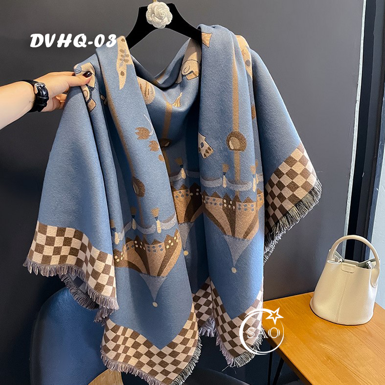 Khăn Choàng Dạ Cashmere Vuông Luxury Phiên Bản Mới (DVHQ03)